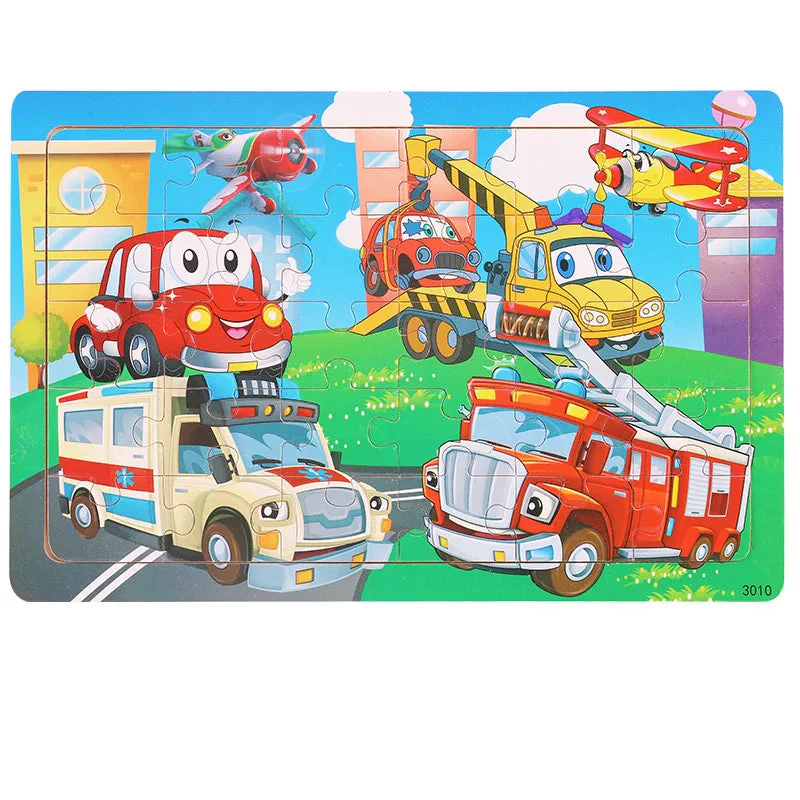 Logic Thinking Wooden Puzzle Jigsaw for Kids - Animal Vehicle Educational Gift - Image 6