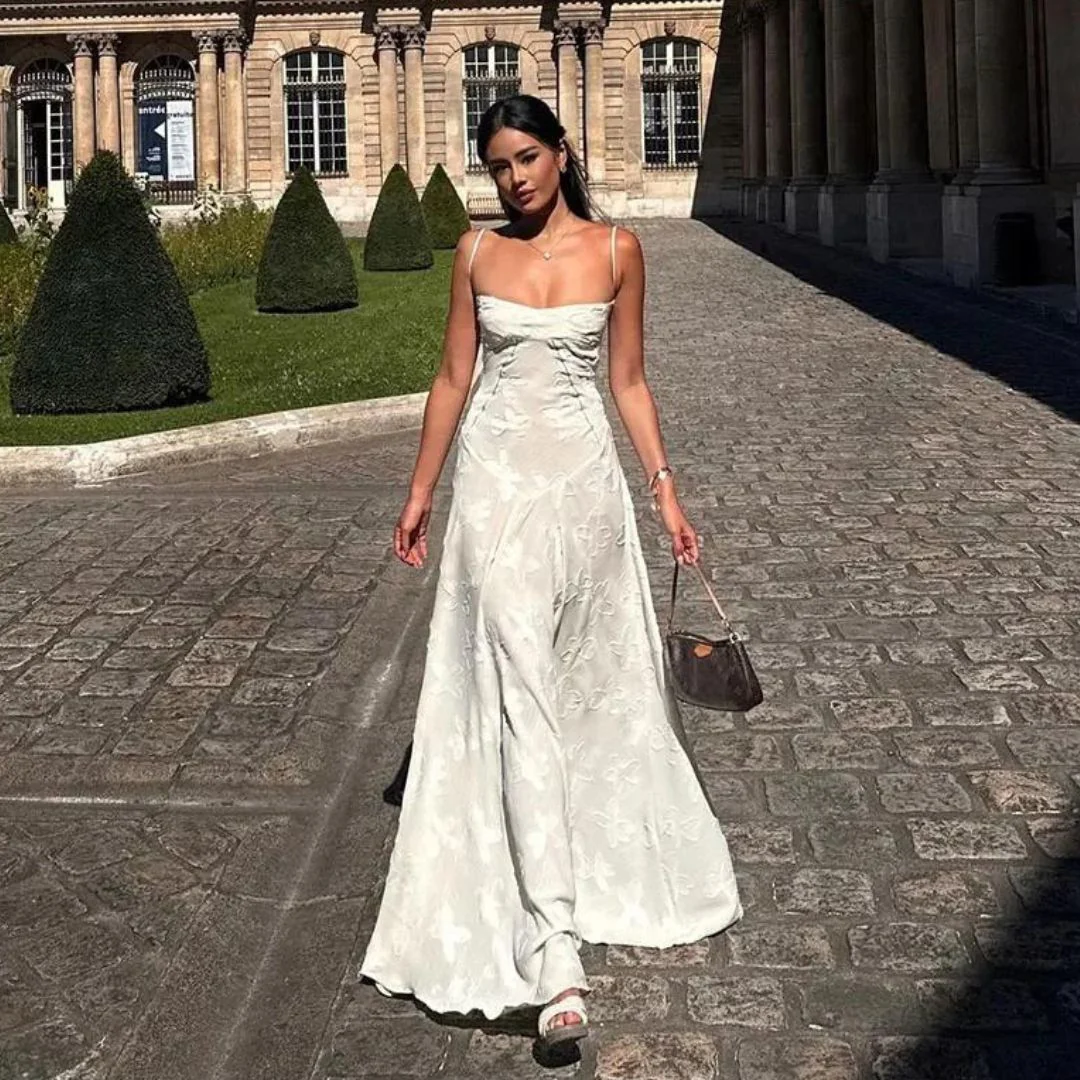 Long Floral Jacquard Bustier Dress for Women - Elegant Wedding Guest Dress and Formal Cocktail Dress