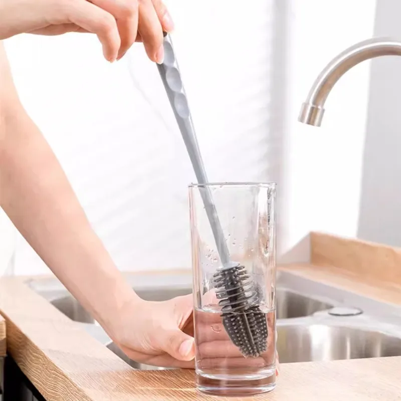Long Handle Silicone Cleaning Brush - Household Stain Remover for Cups & No Dead Corners - Image 2
