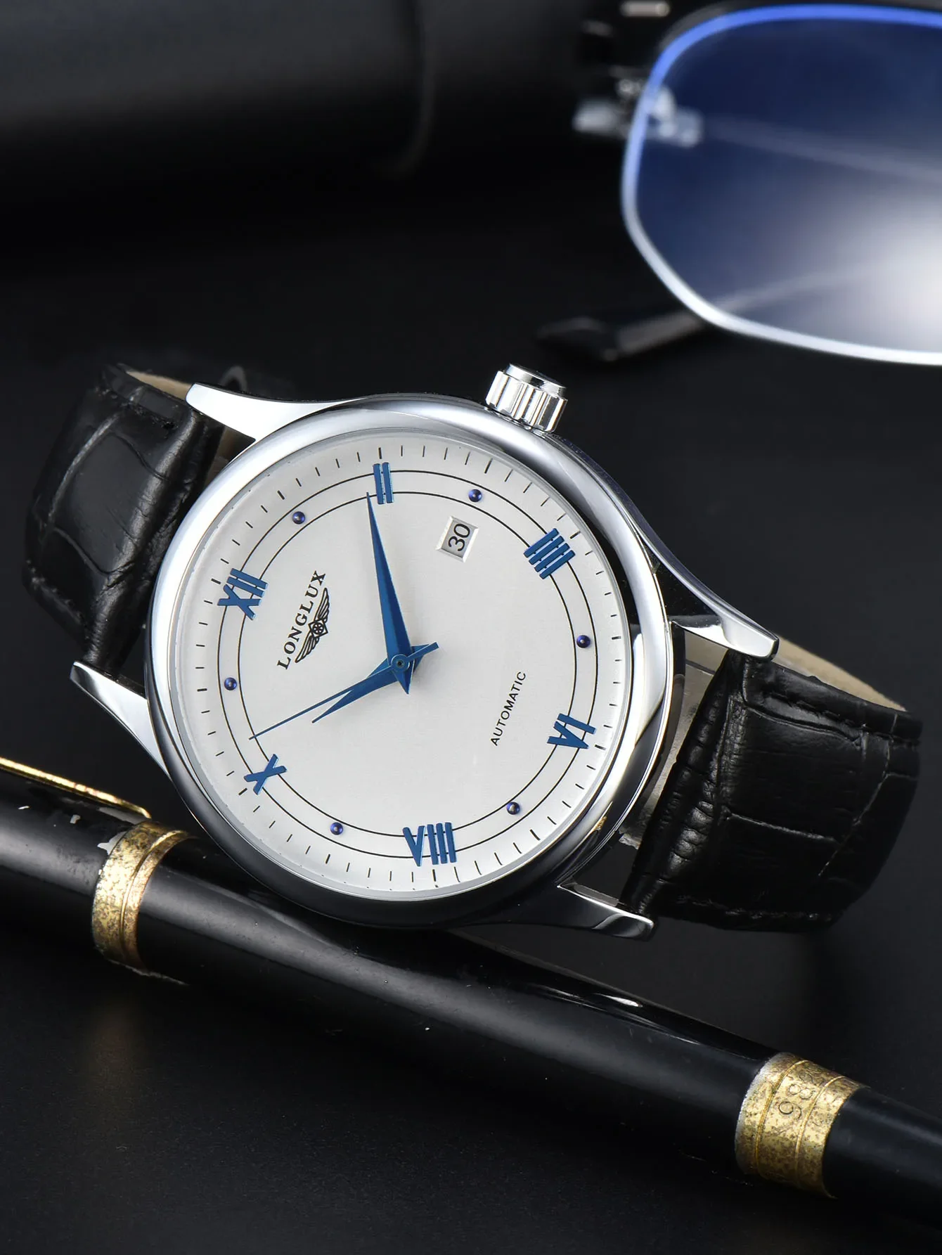 Automatic Watch Leather Strap Mechanical Date Waterproof - Image 4