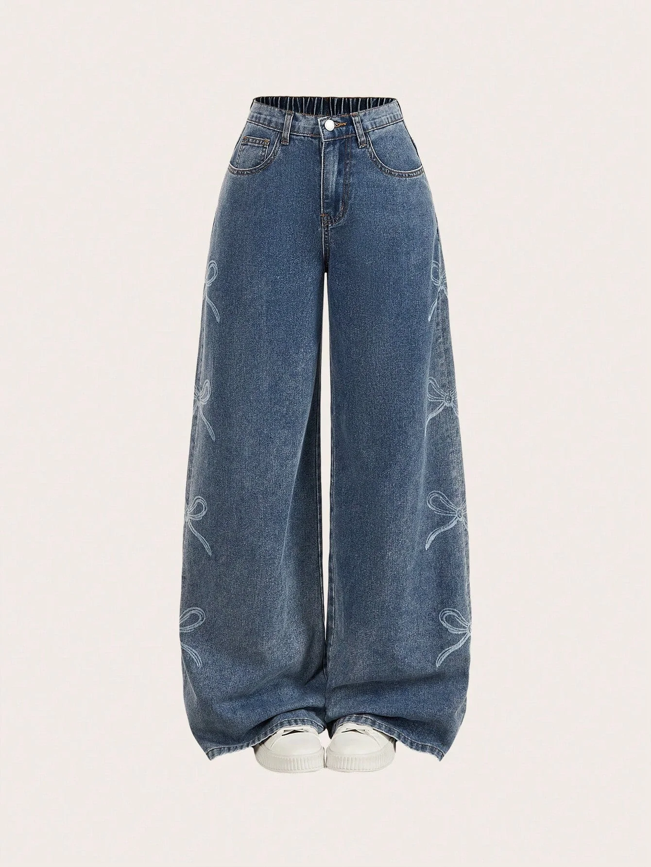 Loose Fit Blue Denim Jeans with Grinding Detail for Casual Stylish Looks - Image 8