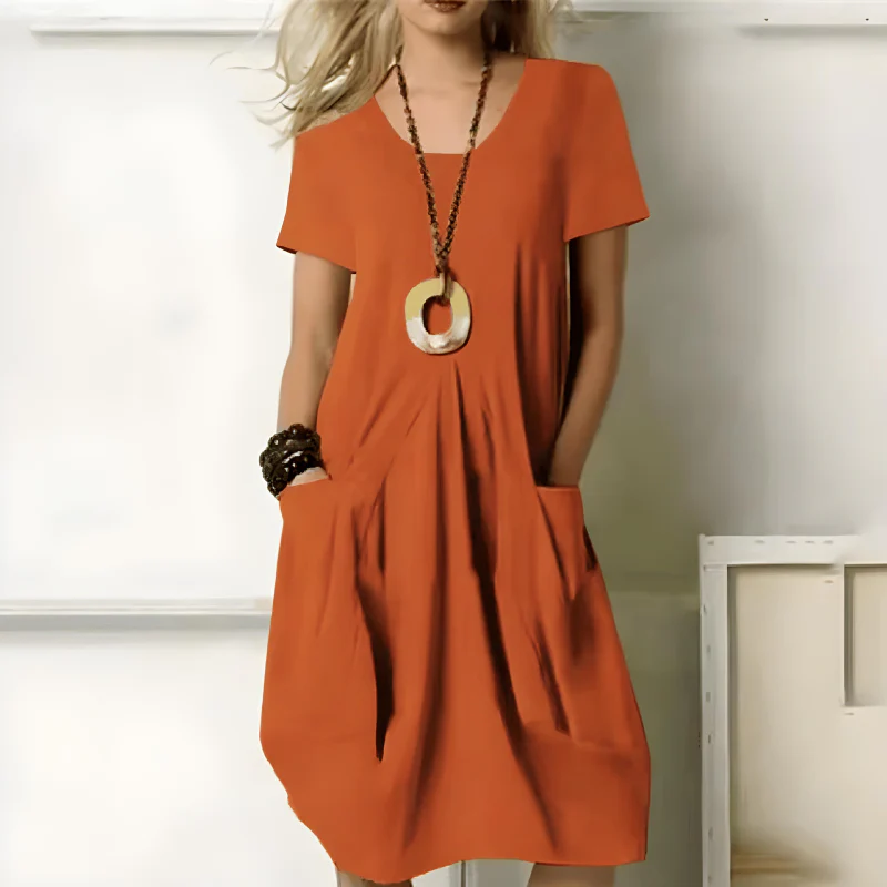 Loose-Fit Casual Women's Dress with Pockets, Soft Breathable Fabric, Plus Size Available, Ideal for Everyday Summer Wear - Image 3