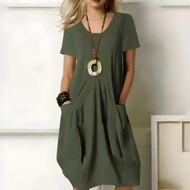 Loose-Fit Casual Women's Dress with Pockets, Soft Breathable Fabric, Plus Size Available, Ideal for Everyday Summer Wear - Image 5