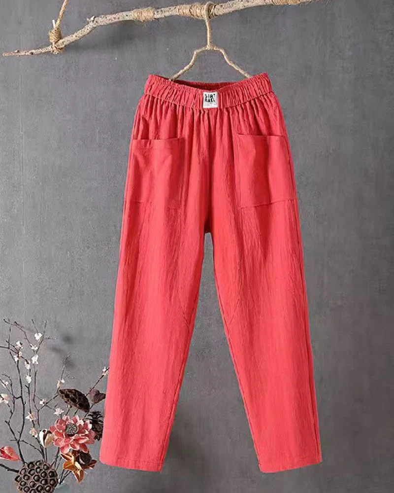 Loose-Fitting White Linen Pants for Women, Breathable Flax Trousers for All Occasions, Comfortable and Stylish - Image 10