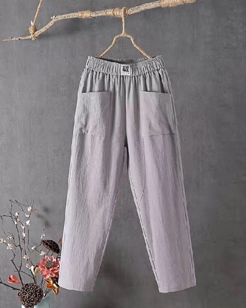 Loose-Fitting White Linen Pants for Women, Breathable Flax Trousers for All Occasions, Comfortable and Stylish - Image 6