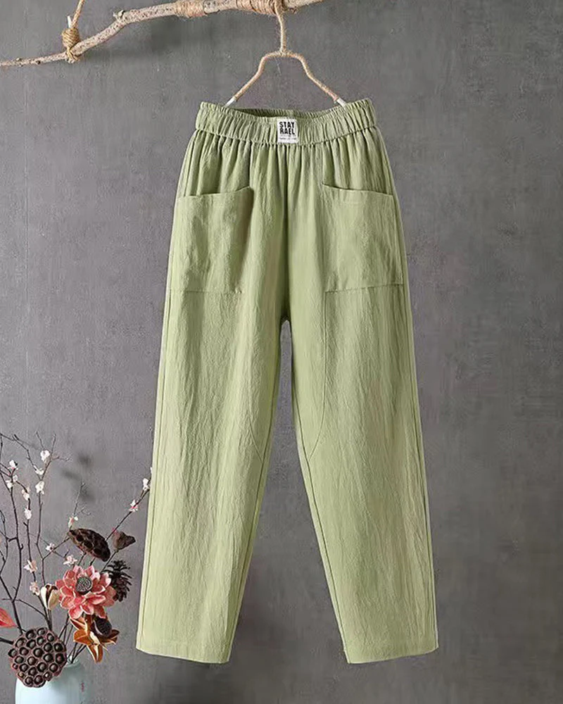 Loose-Fitting White Linen Pants for Women, Breathable Flax Trousers for All Occasions, Comfortable and Stylish - Image 9