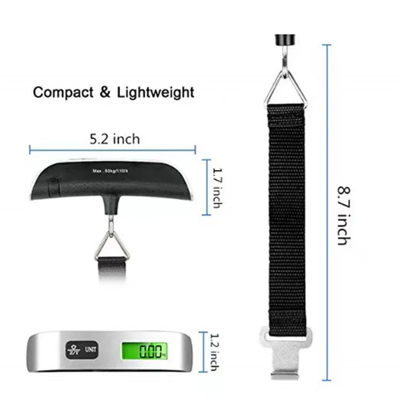 Luggage Scale Size S Digital LCD 50kg 110lb Hanging Travel Weighing Scale Compact Travel Essential 2026 - Image 5