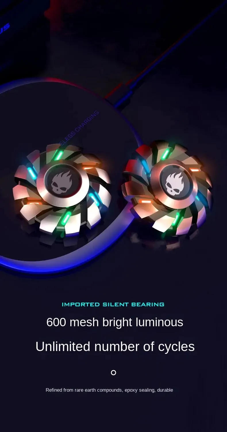 Luminous Fidget Spinner Metal EDC Toy Rainbow Durable LED - Image 6