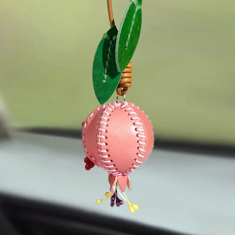 Pomegranate Leather Charm Keychain Bag And Car Decor - Image 11
