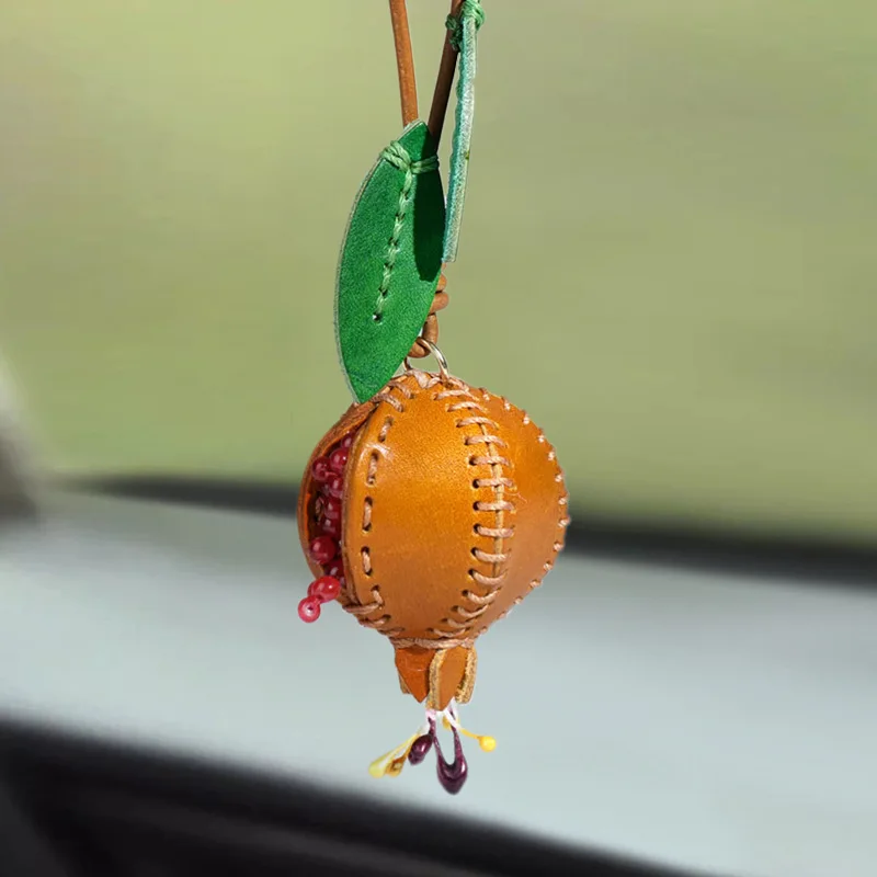 Pomegranate Leather Charm Keychain Bag And Car Decor - Image 12