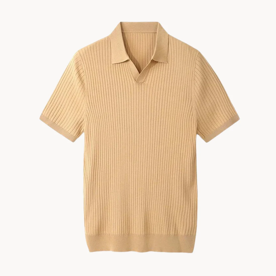 Luxurious Mulberry Silk Polo Shirt for Men, Elegant Ribbed Long Sleeve Golf Shirt, Soft Lyocell Cotton Blend, Versatile Casual Wear - Image 10