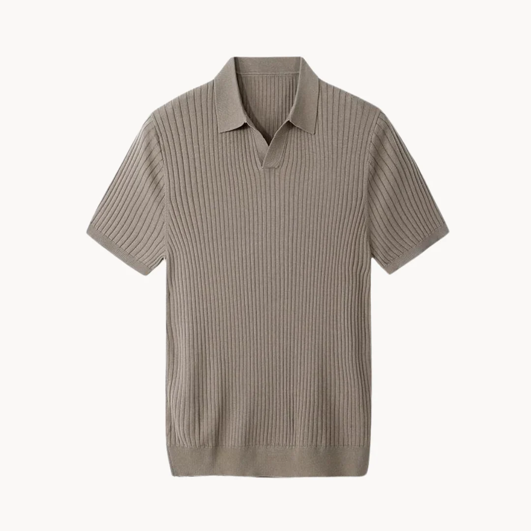 Luxurious Mulberry Silk Polo Shirt for Men, Elegant Ribbed Long Sleeve Golf Shirt, Soft Lyocell Cotton Blend, Versatile Casual Wear - Image 7