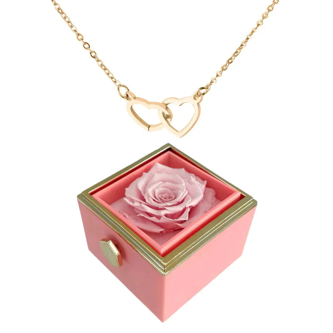 Luxurious women's gift set – preserved rose with hidden heart necklace, 18k gold-plated stainless steel, for Valentine's Day - Image 7