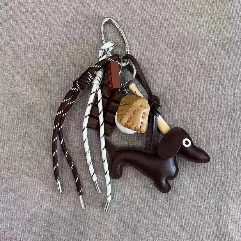 Braid Rope Bag Charm Leather Dachshund Keychain Aesthetic - Image 5