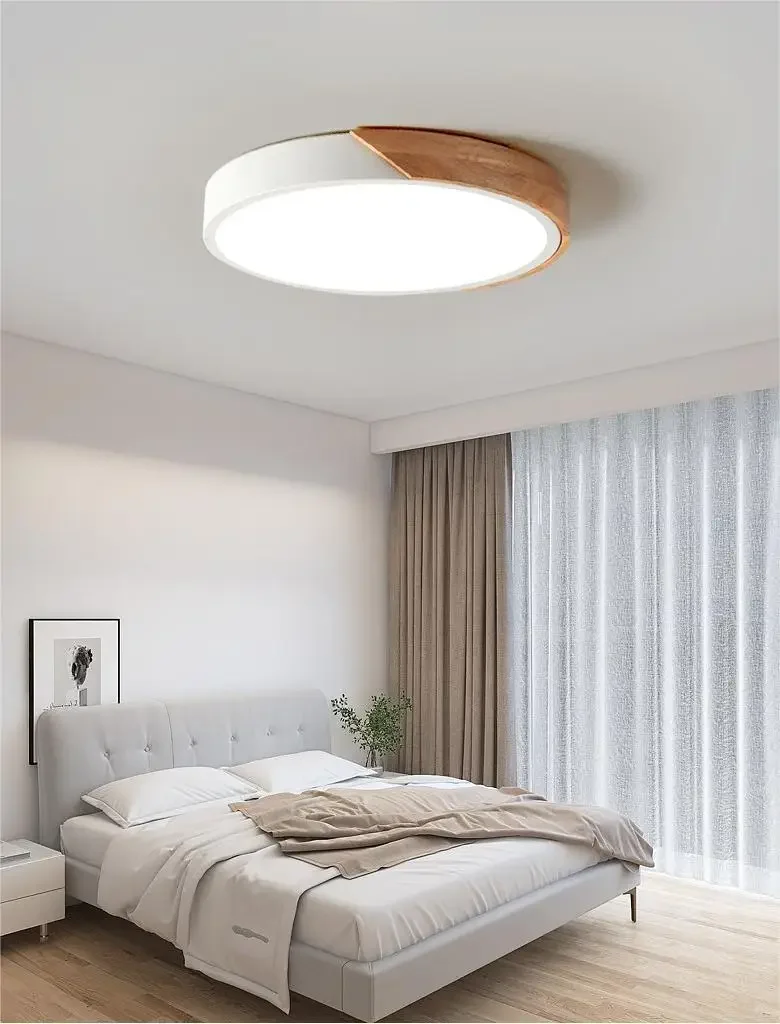 Macaron LED Ceiling Light Modern Wood Grain Fixture - Image 11