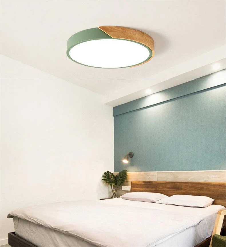Macaron LED Ceiling Light Modern Wood Grain Fixture - Image 13
