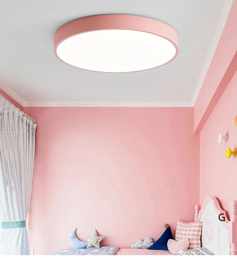 Macaron LED Ceiling Light Modern Wood Grain Fixture - Image 18
