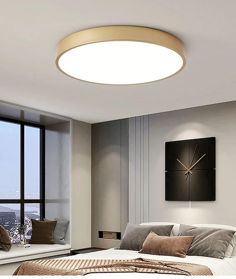 Macaron LED Ceiling Light Modern Wood Grain Fixture - Image 19