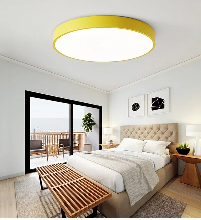Macaron LED Ceiling Light Modern Wood Grain Fixture - Image 20