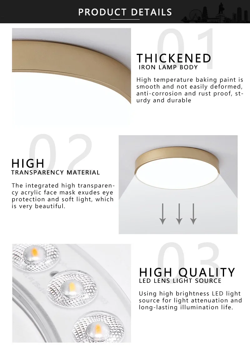 Macaron LED Ceiling Light Modern Wood Grain Fixture - Image 21
