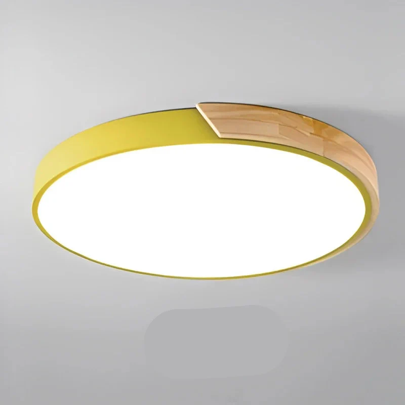 Macaron LED Ceiling Light Modern Wood Grain Fixture - Image 25