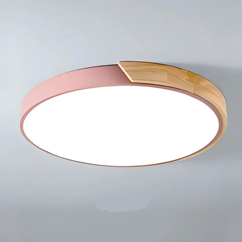 Macaron LED Ceiling Light Modern Wood Grain Fixture - Image 31