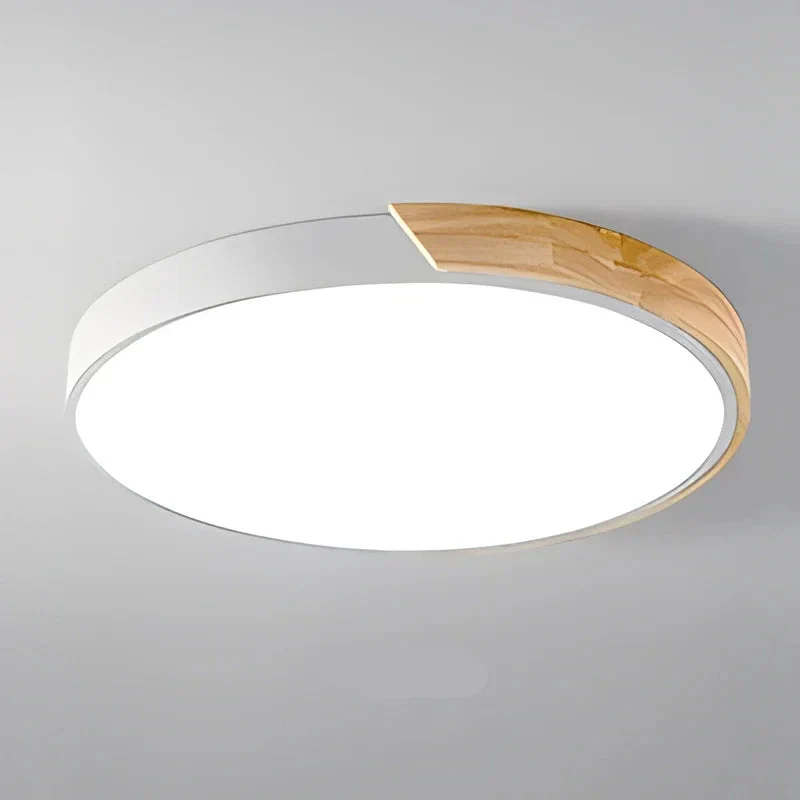 Macaron LED Ceiling Light Modern Wood Grain Fixture - Image 33