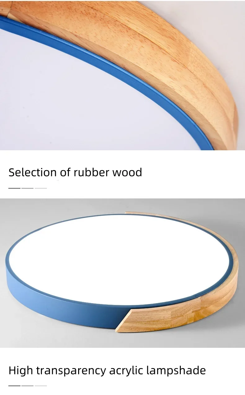 Macaron LED Ceiling Light Modern Wood Grain Fixture - Image 8