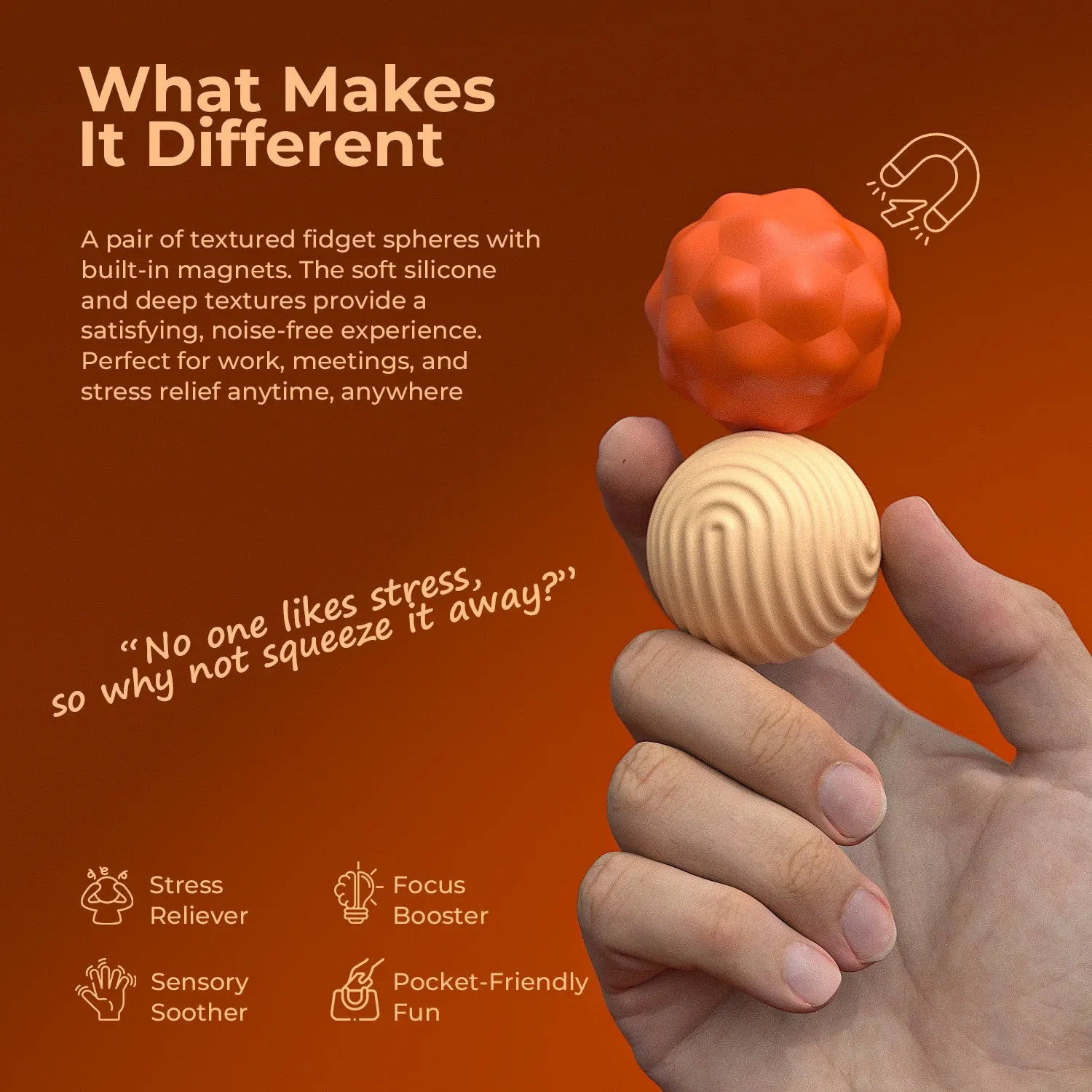 Magnetic Ball Fidget Toy Silicone Sensory Stress Relief - Image 30