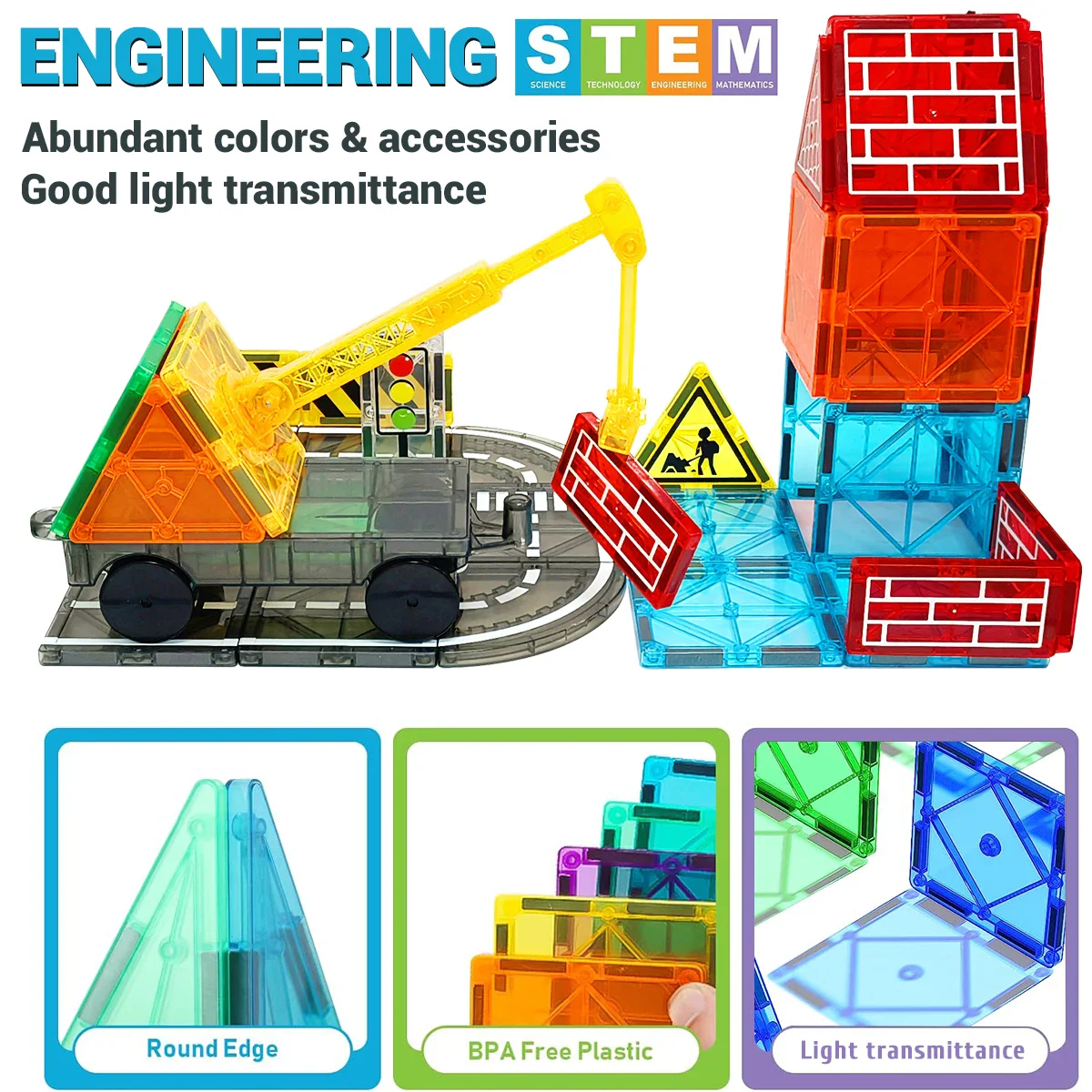 Magnetic Building Blocks Road Set with Cars - Fun Construction Toy for Boys & Girls, Ideal Christmas & Birthday Gift for Toddlers - Image 5