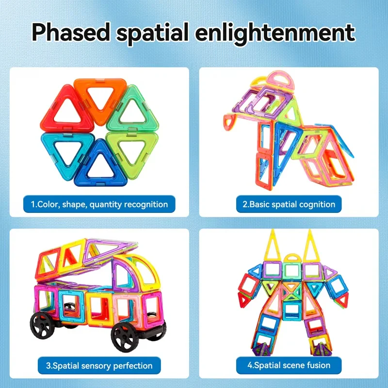 Magnetic Building Blocks Set for Kids, 30-168PCS Educational Magnetic Tiles for Creative Learning and Imaginative Play - Image 4