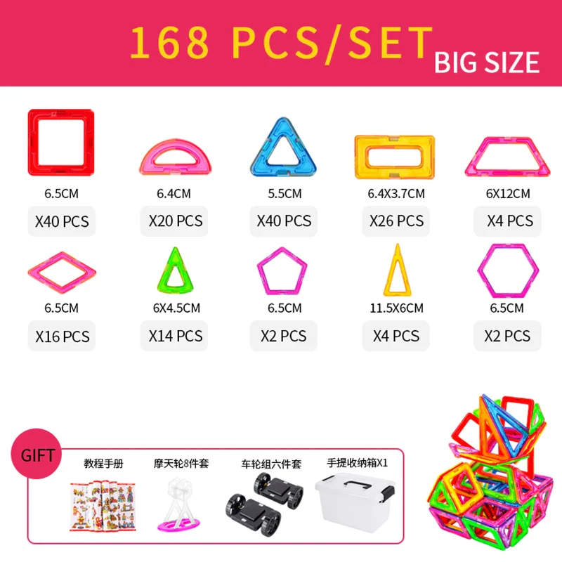 Magnetic Building Blocks Set for Kids, 30-168PCS Educational Magnetic Tiles for Creative Learning and Imaginative Play - Image 7