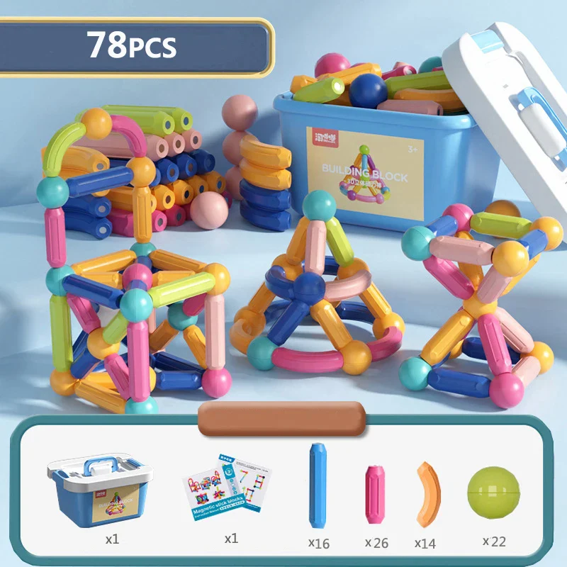 Magnetic Building Blocks Set for Kids - Montessori Educational Toy for Toddlers, Creative Magnet Construction Gift - Image 10