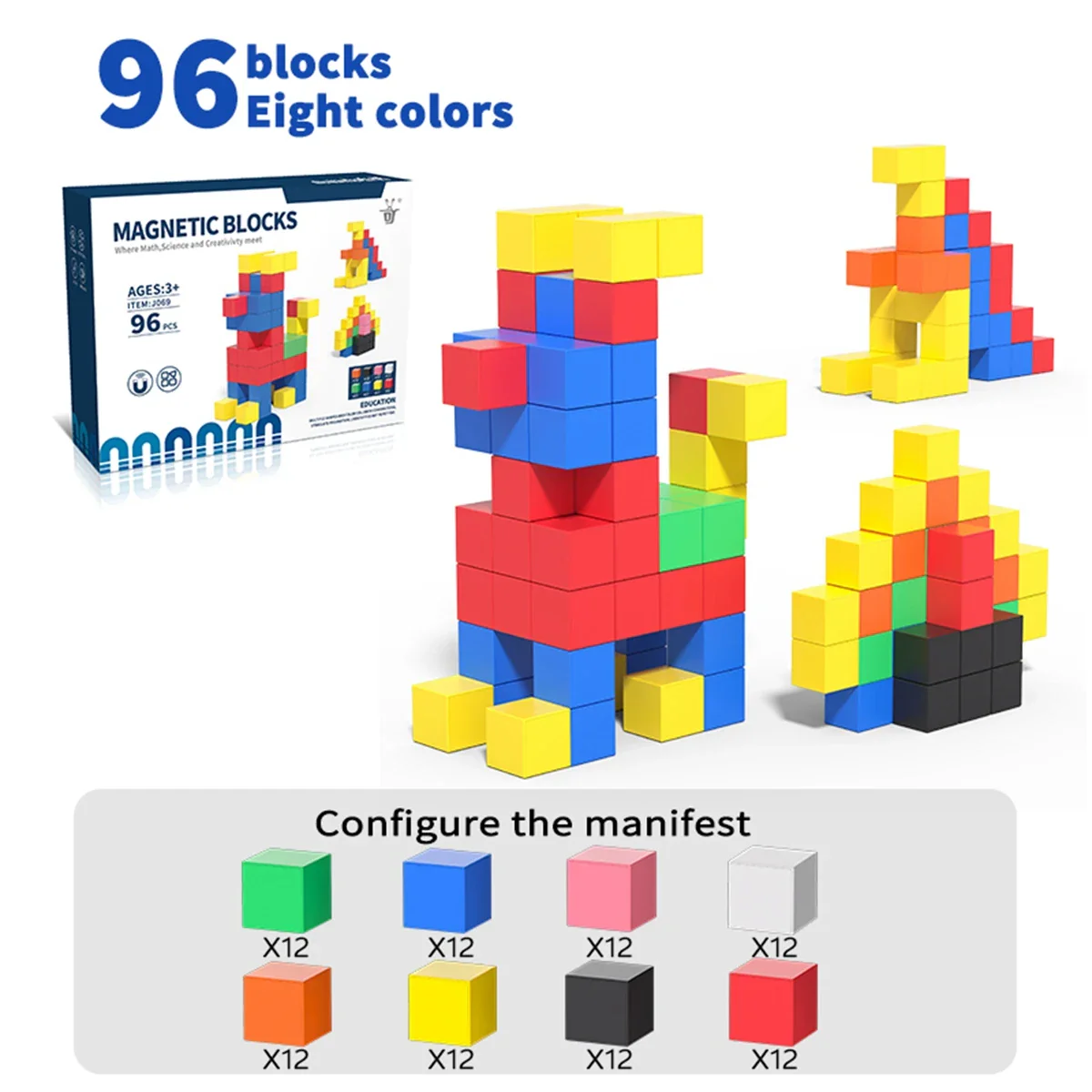 Magnetic Building Blocks Set for Toddlers, STEM Learning Toys with Strong Magnets and Vibrant Colors, 30-Piece Magnetic Tiles - Image 7