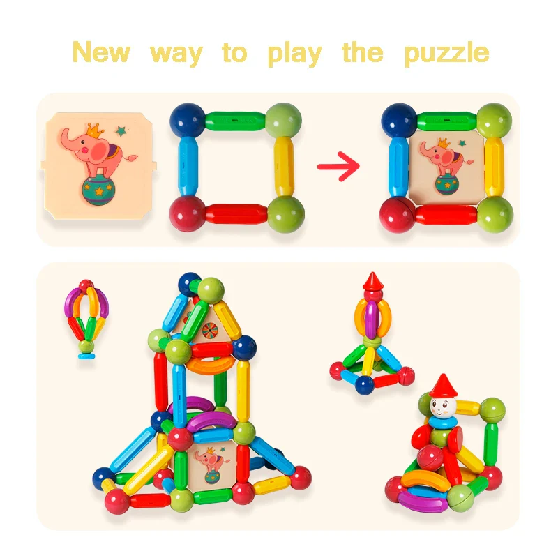 Magnetic Building Blocks Set - Kids Educational Toy with Magic Magnet Sticks & Balls for Creative Play, Ideal Gift for Boys and Girls - Image 4