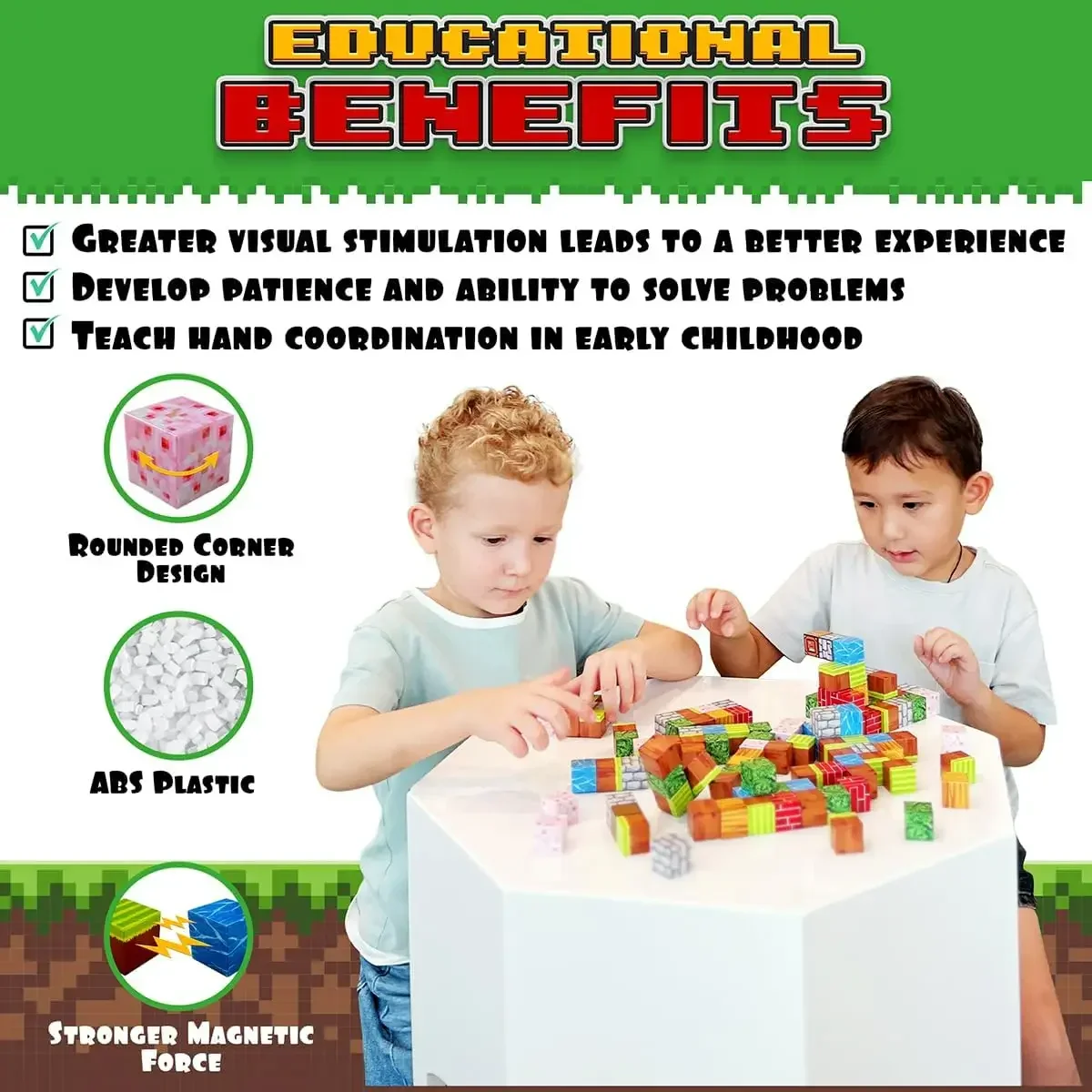Magnetic Building Blocks Set - STEM Sensory Toys for Kids, Eco-Friendly Construction Kit for Boys and Girls Aged 6+ - Image 2