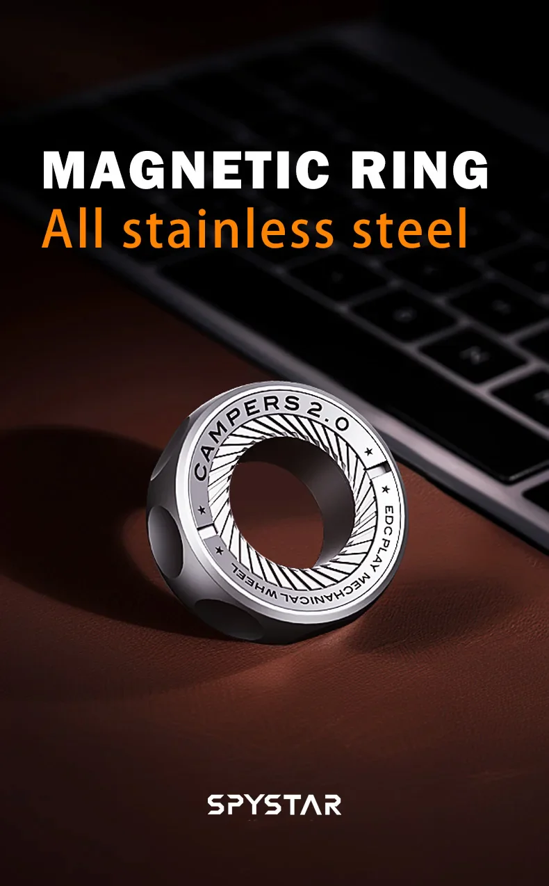 Magnetic Ratchet Fidget Ring Stainless Steel EDC Gift - Image 5