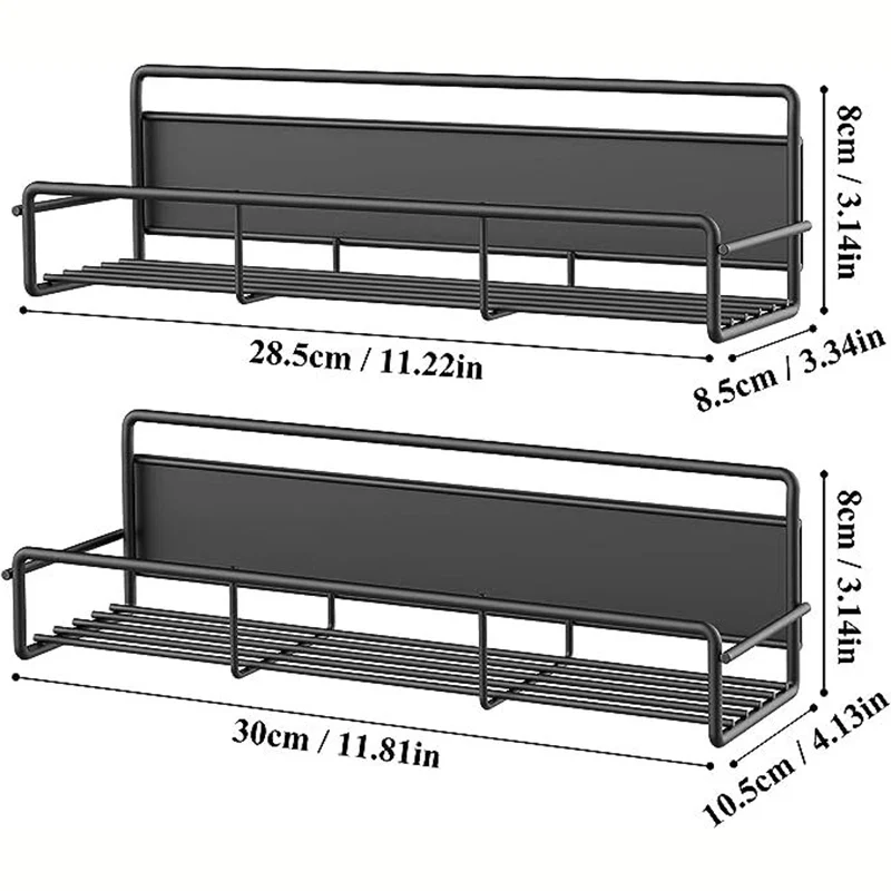Magnetic Spice Rack Organizer - Home Organizers for Kitchen, Metal Fridge Shelf, 2-Piece Set - Image 5