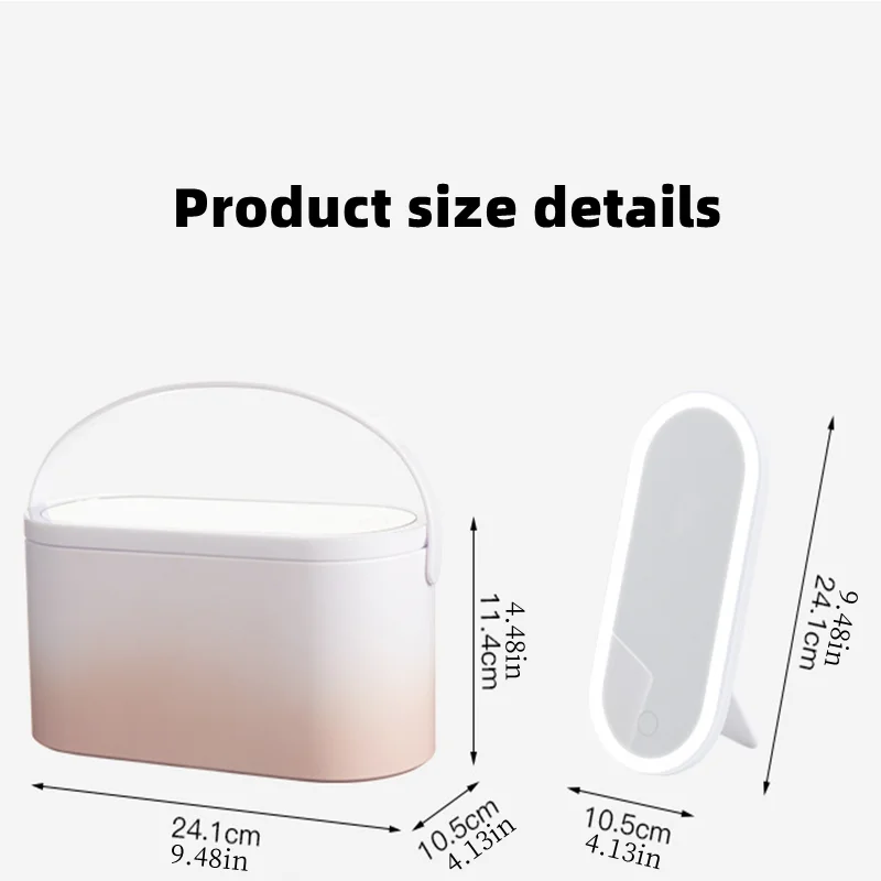 Makeup Organizer Box with LED Light Mirror - Portable Travel Makeup Case for Cosmetics Storage - Image 4