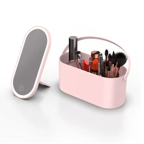 Makeup Organizer Box with LED Light Mirror - Portable Travel Makeup Case for Cosmetics Storage - Image 7