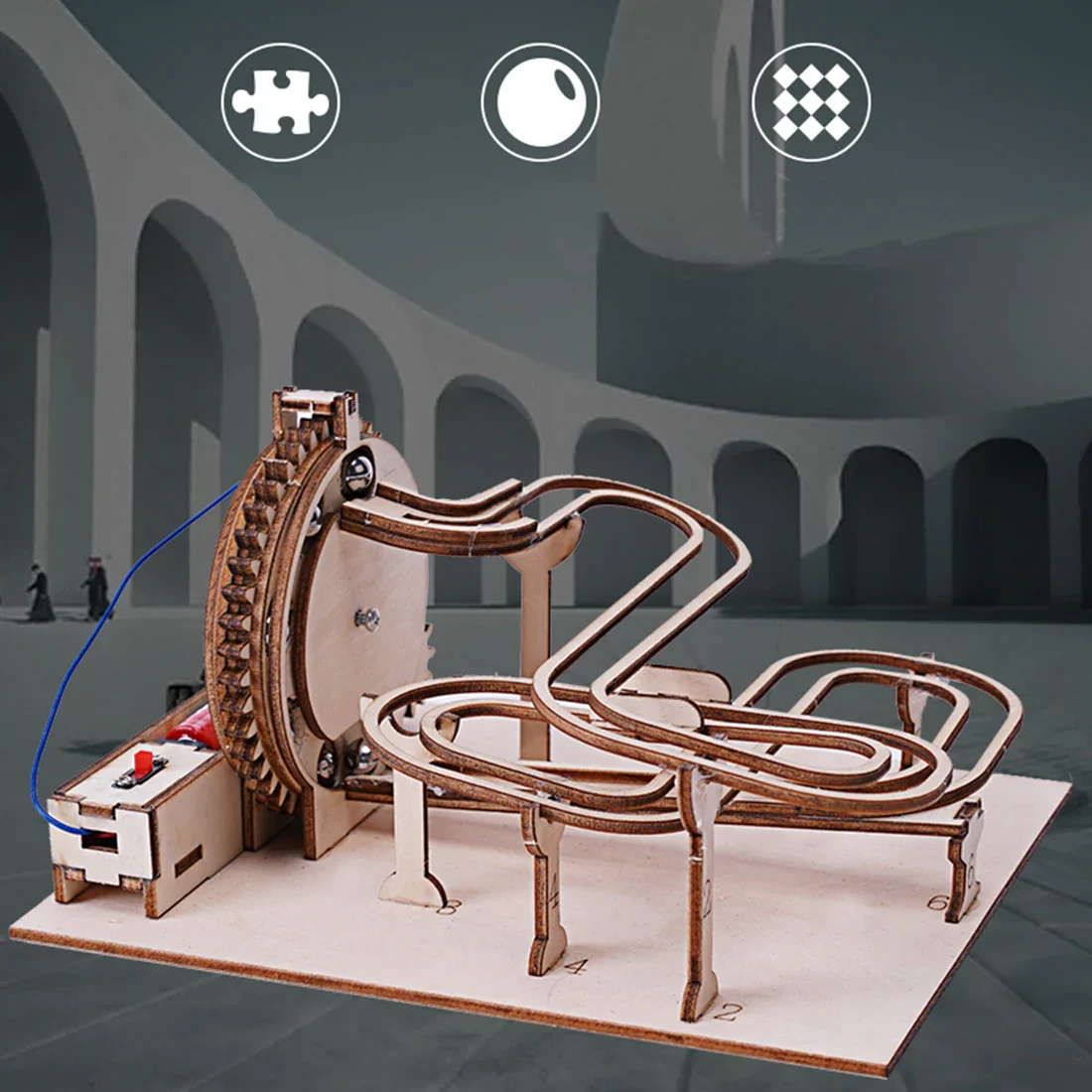 Marble Run Wooden 3D Mechanical Puzzle Kit Gear Driven Track STEM Toy Back To School 2025 Educational Gift - Image 2