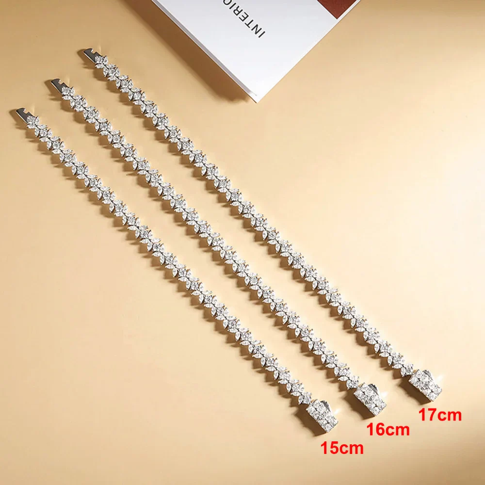 Moissanite Tennis Bracelet Sterling Silver Bridal Floral - Image 4