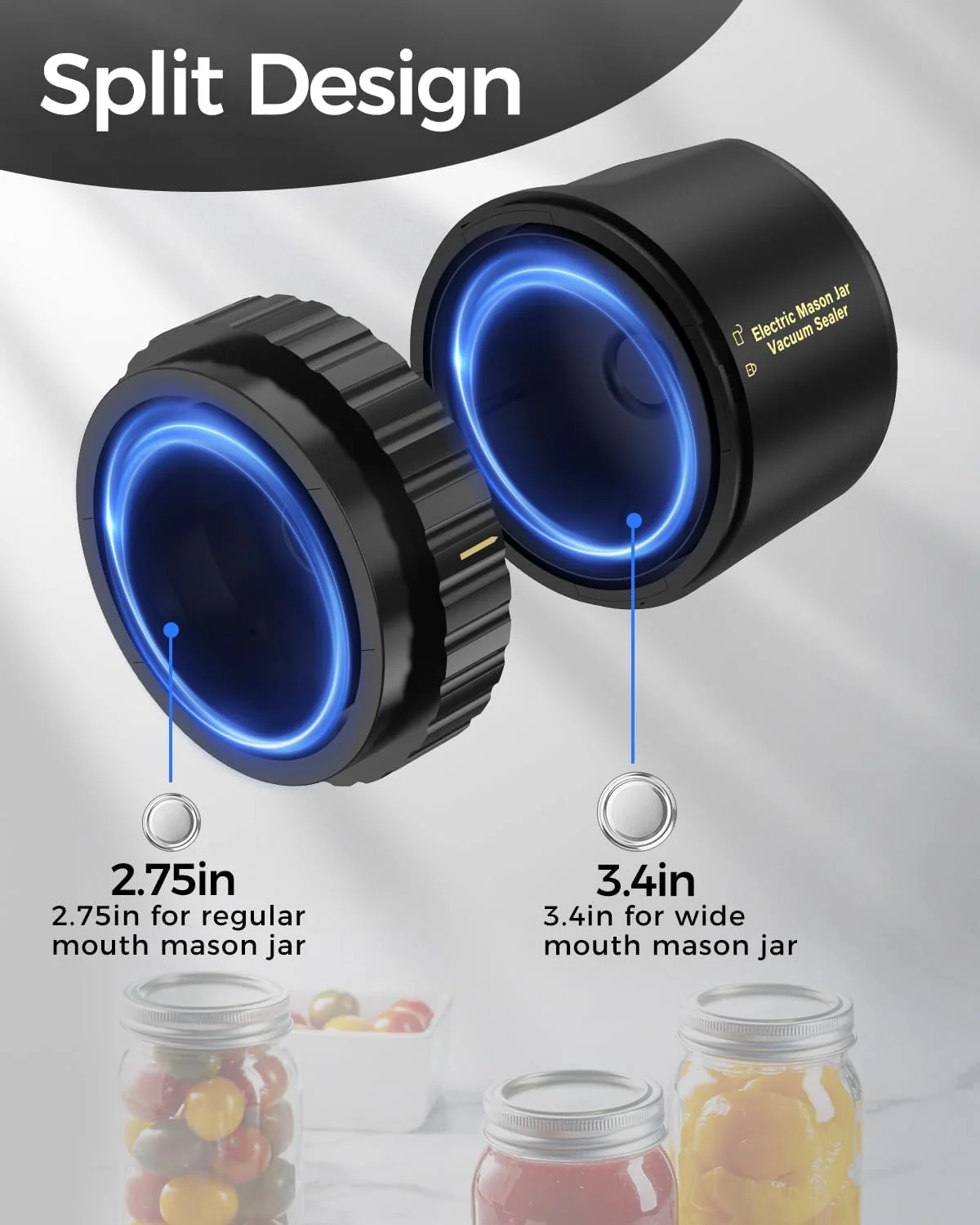 Mason Jar Vacuum Sealer Cordless USB C Sealing Kit For Mason Jars Fall 2025 Kitchen Gadget Gift - Image 4