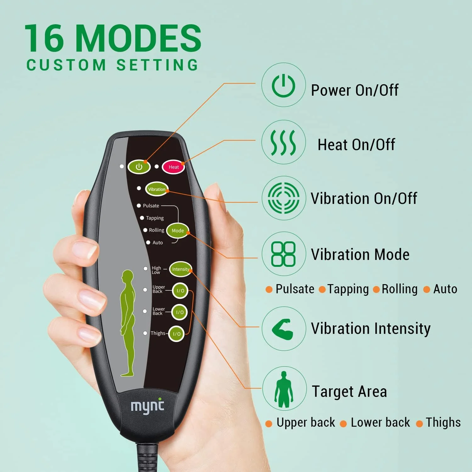 Massage Cushion For Chair And Car Seat With Heat Eight Vibration Nodes Back Pain Relief Fall 2025 - Image 2