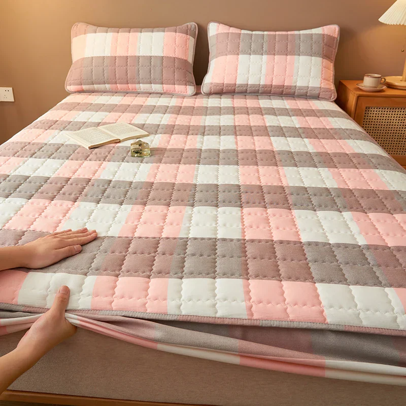 Mattress Protector Quilted Plaid Cover Breathable Antibacterial Bedding Fall 2025 Fresh Sleep - Image 10
