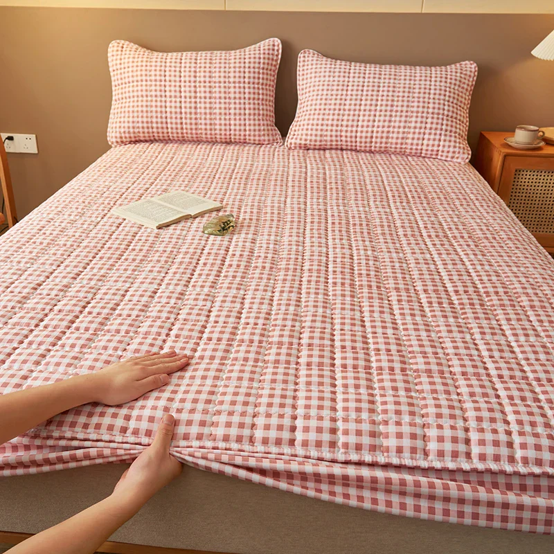 Mattress Protector Quilted Plaid Cover Breathable Antibacterial Bedding Fall 2025 Fresh Sleep - Image 11