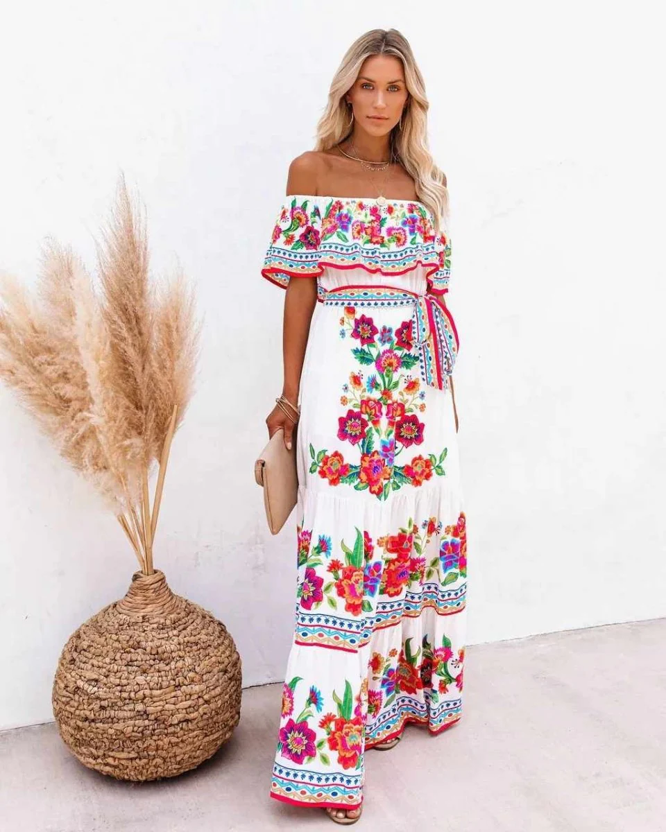 Maxi Boho Beach Dress for Women with Unique Print and Fluid Silhouette, Lightweight Fabric for Summer Outings and Events - Image 2