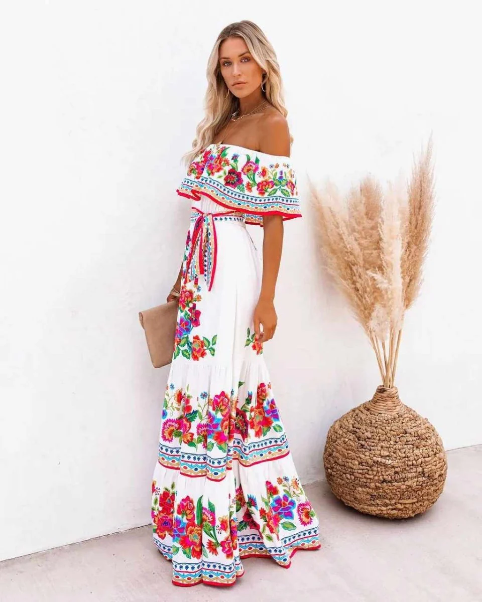 Maxi Boho Beach Dress for Women with Unique Print and Fluid Silhouette, Lightweight Fabric for Summer Outings and Events - Image 3