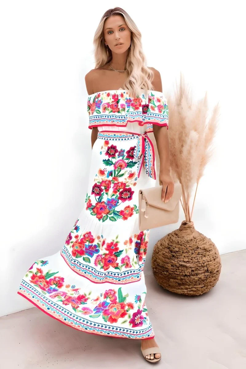 Maxi Boho Beach Dress for Women with Unique Print and Fluid Silhouette, Lightweight Fabric for Summer Outings and Events - Image 4