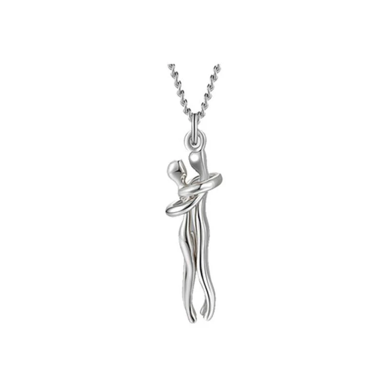 Meaningful women's necklace – embracing figures design, stainless steel, for special occasions - Image 5
